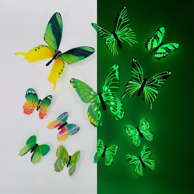 Pack of 12 Pc 3D Simulated Wall Stickers Decoration Butterfly Magnets Fridge
