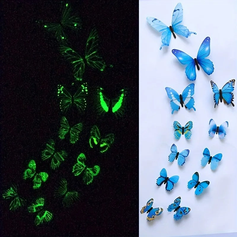 Pack of 12 Pc 3D Simulated Wall Stickers Decoration Butterfly Magnets Fridge