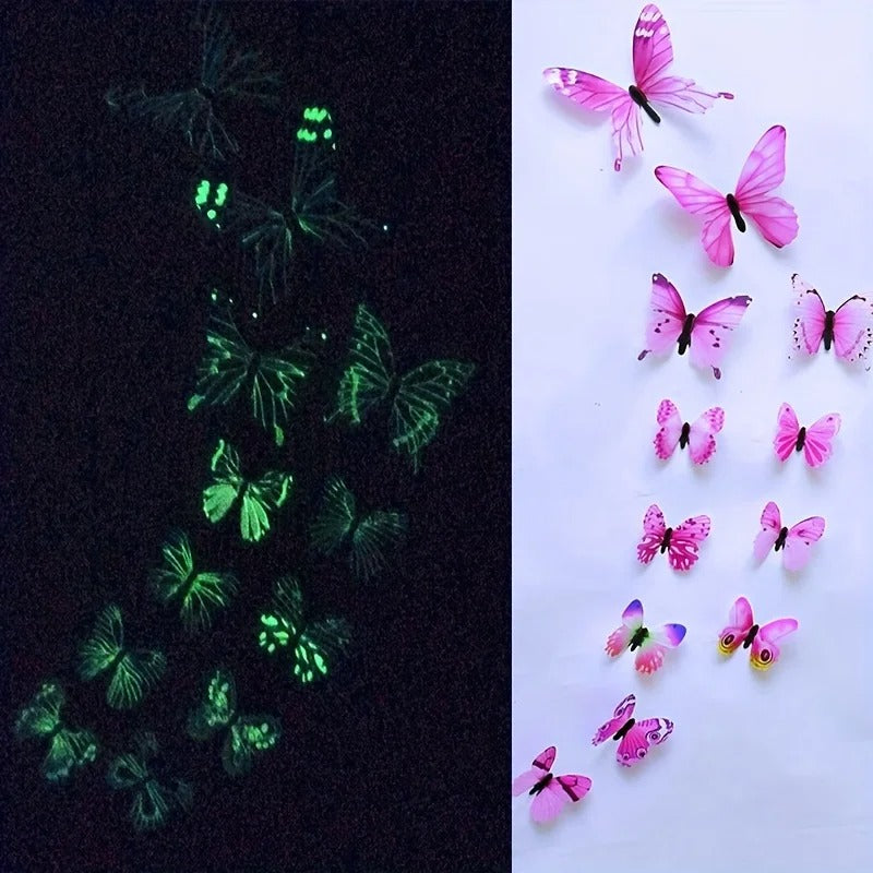 Pack of 12 Pc 3D Simulated Wall Stickers Decoration Butterfly Magnets Fridge