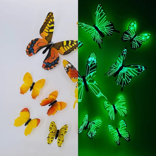 Pack of 12 Pc 3D Simulated Wall Stickers Decoration Butterfly Magnets Fridge