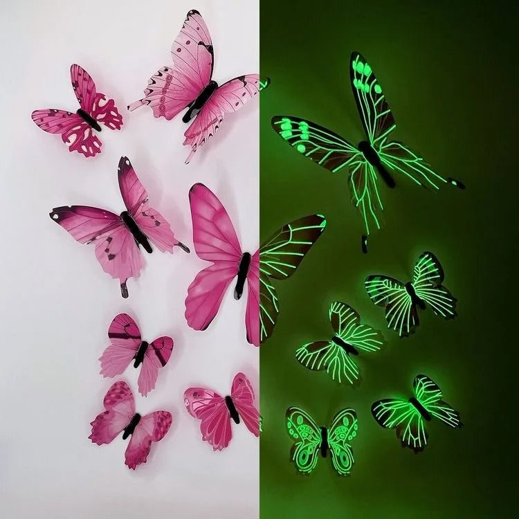 Pack of 12 Pc 3D Simulated Wall Stickers Decoration Butterfly Magnets Fridge